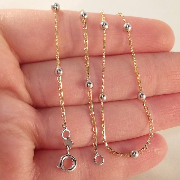 Jewelry 18k Yellow Gold Filled Slim Two Tone Bead Ball Snake Loop